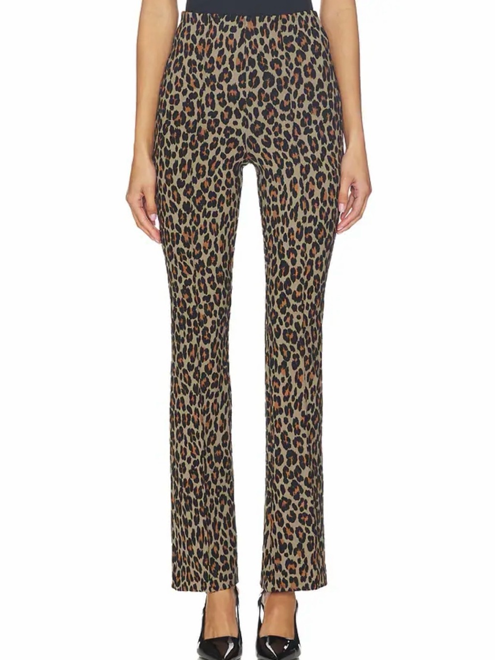 NWT Spanx Leopard Ponte Micro Flare Pant Size Large Petite